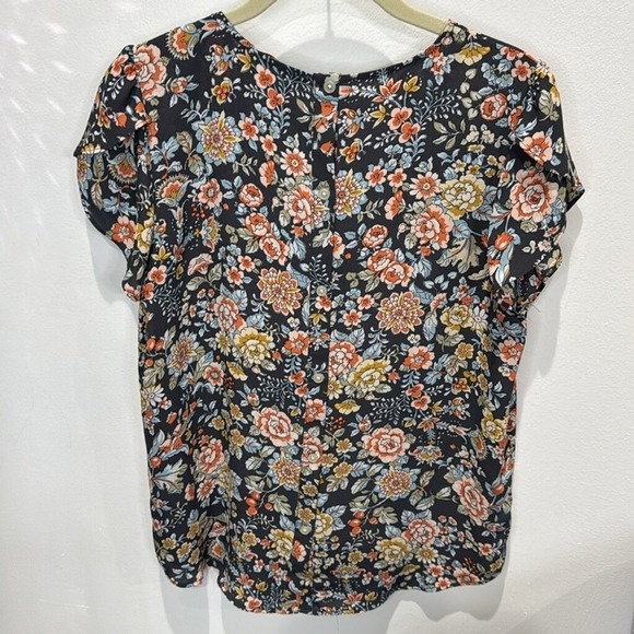 LOFT Floral Print Short Sleeve Blouse Womens‎ Size Small - Picture 3 of 4